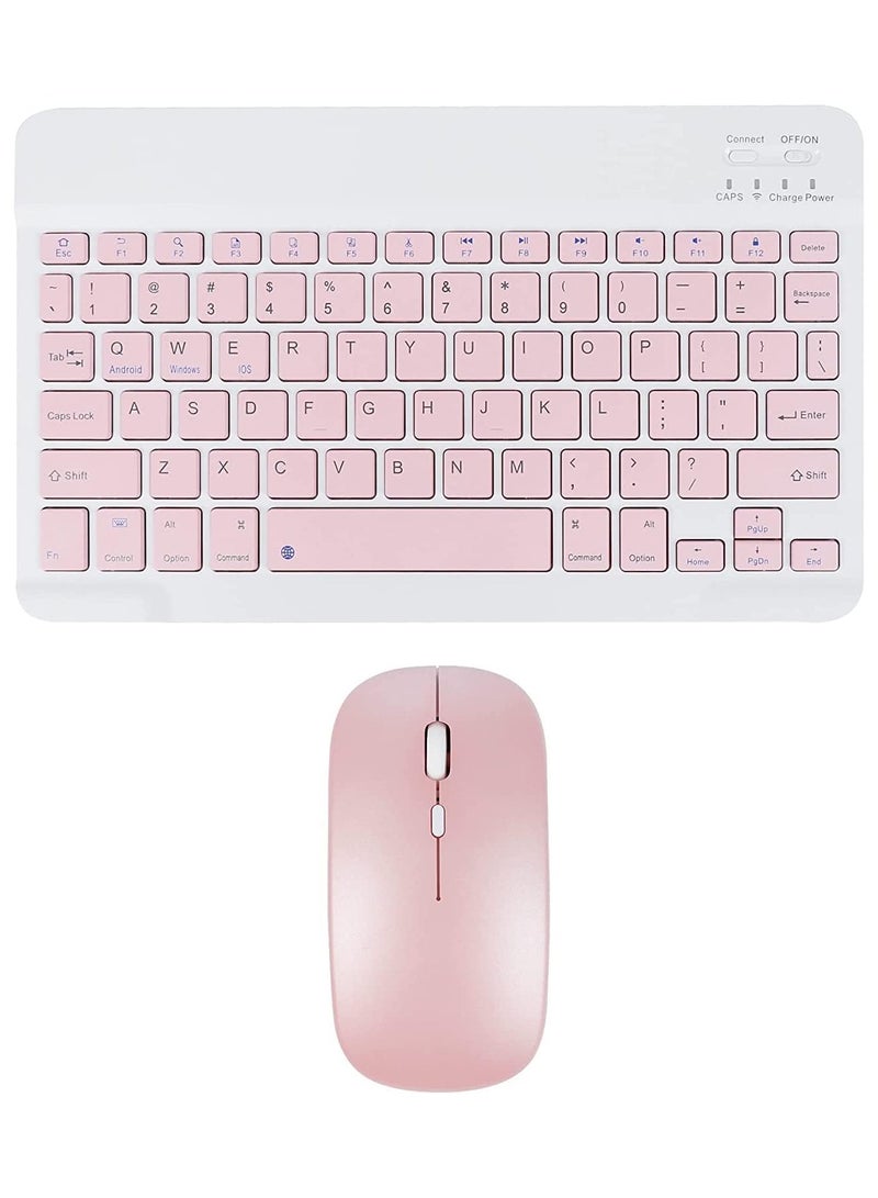 Wireless Keyboard and Mouse Bluetooth Rechargeable Wireless Mouse Keyboard Set Ultra-Slim Portable Compact Keyboard and Mouse Combo  (Pink) - Image 4