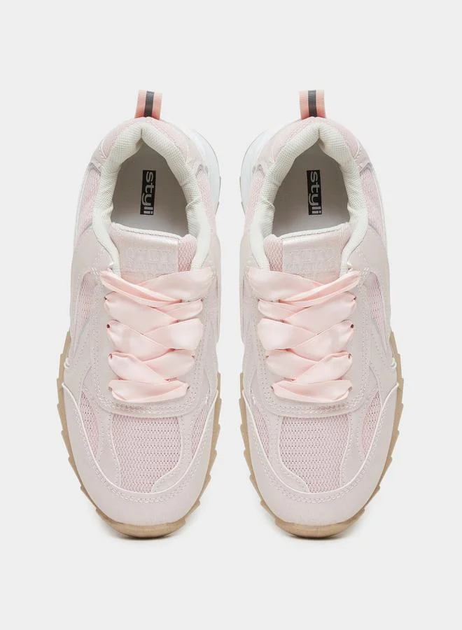 Styli Styli Panelled Lace Up Sneakers
