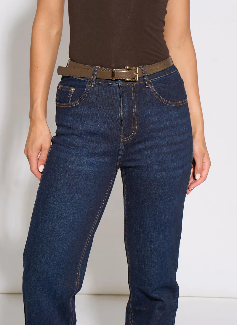 Gini London  Indigo Mid Rise Straight Leg Jeans for Women | Best Price UAE