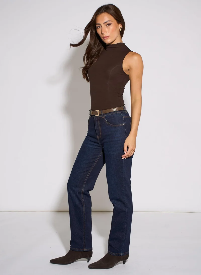 Gini London  Indigo Mid Rise Straight Leg Jeans for Women | Best Price UAE
