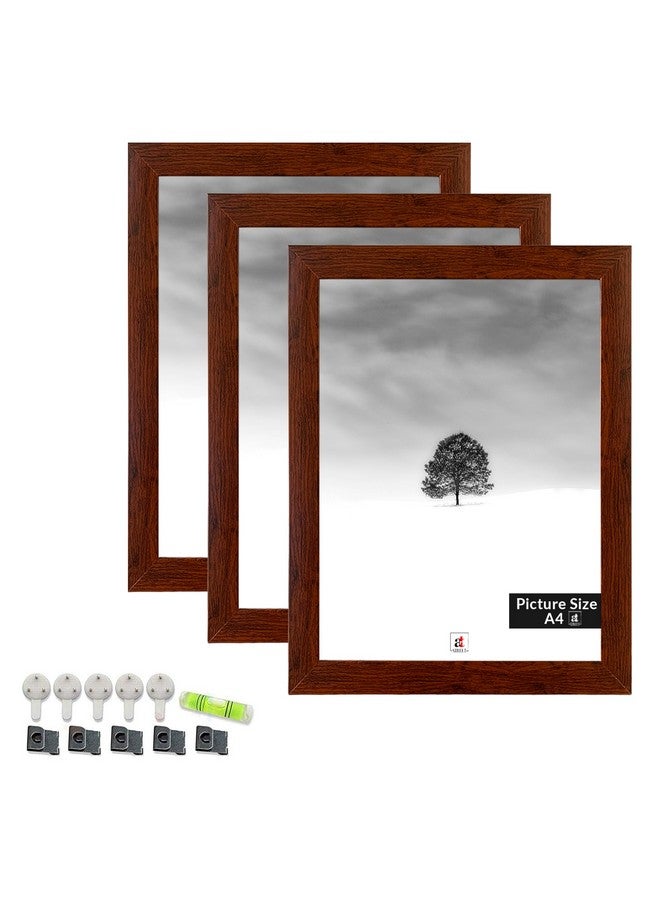Art Street A4 Size Certificate, Document Photo frames Set Of 3 For Home Decoration, Living Room, Office Decoration (Brown, Size: 8" x 12") - Image 1