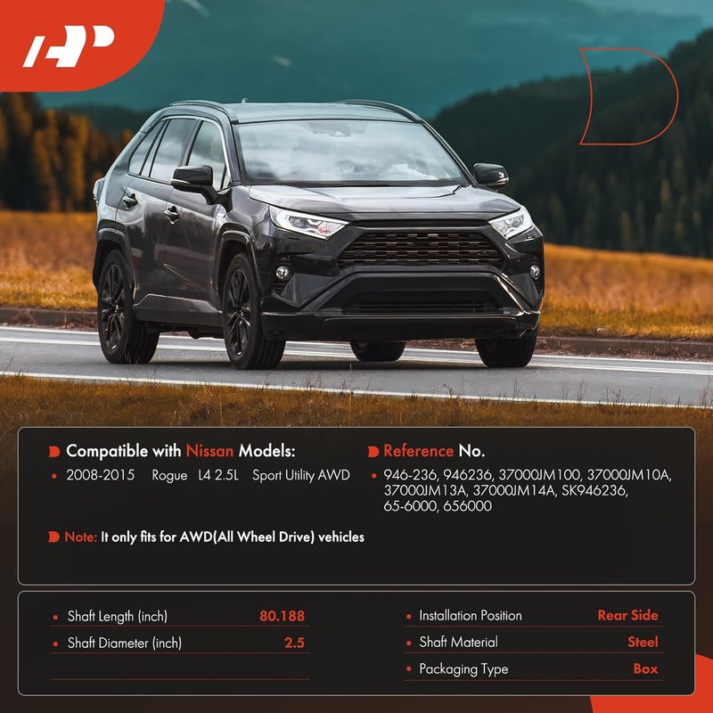 A-Premium Rear Driveshaft Assembly for Nissan Rogue 2008-2015 AWD - Image 2