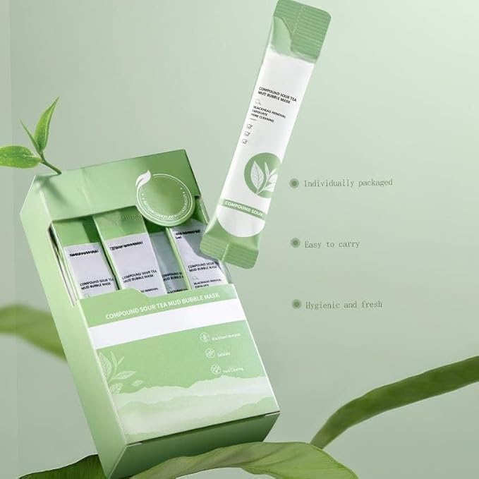 RINKIFY Green Tea Clay Mask 12 Pack Bubble Face Mask for Deep Pore Cleansing Blackhead Removal Oil Control Acne Treatment Exfoliating Hydrating Facial Mask for Men Women - Image 3