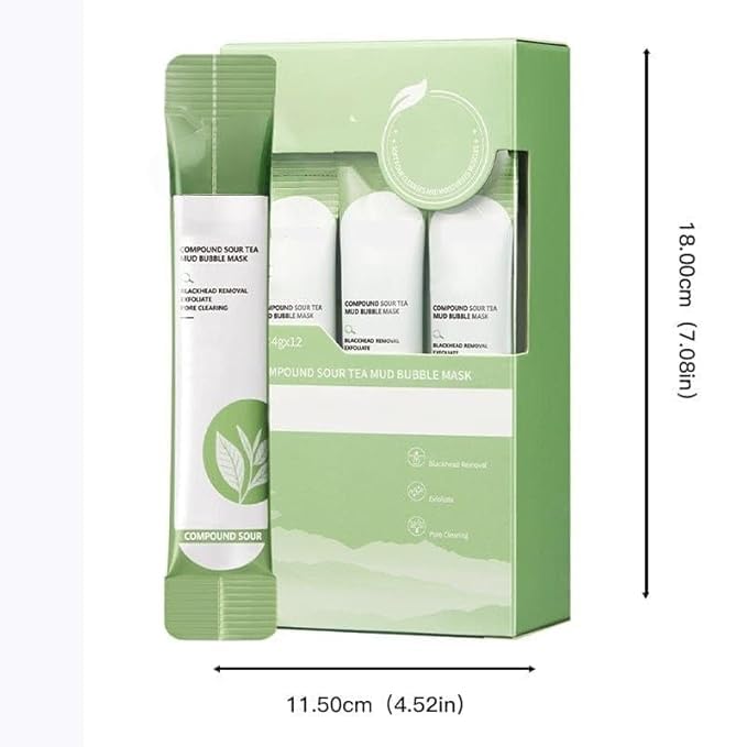 RINKIFY Green Tea Clay Mask 12 Pack Bubble Face Mask for Deep Pore Cleansing Blackhead Removal Oil Control Acne Treatment Exfoliating Hydrating Facial Mask for Men Women - Image 2