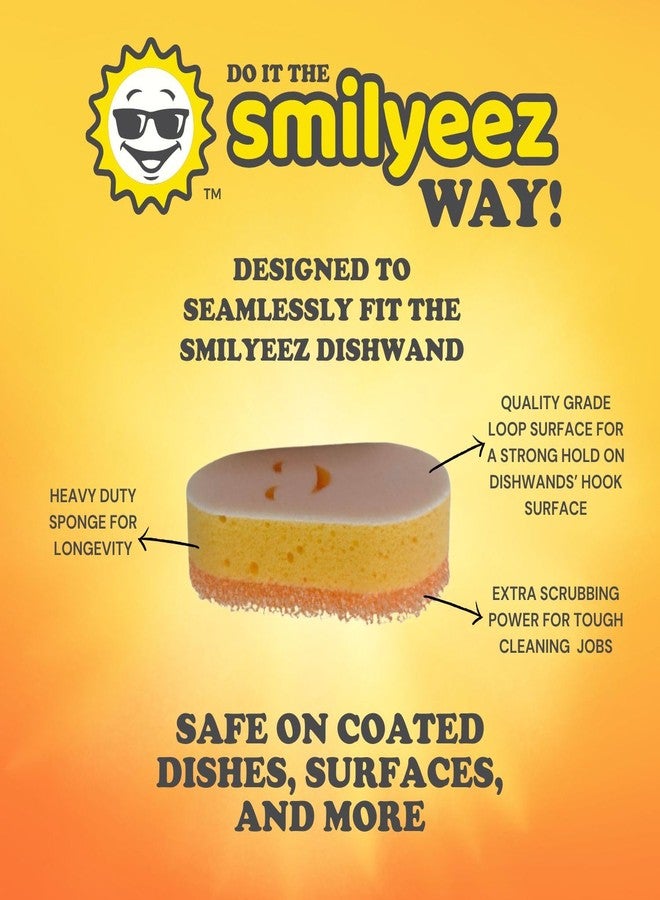 Smilyeez مجموعة سمايليز كادي، حامل حوض، مقبض مبتسم، إسفنجتان موجي للتنظيف، عصا غسيل الأطباق مع إسفنجتين موجي صغيرتين (عصا بيضاء/رمادية) - Image 5