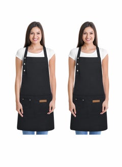 SYOSI 2 Pack Kitchen Apron for Women, Unisex Adjustable Cooking Apron with Pockets, Canvas Waterproof Apron for Home Kitchen, Restaurant, Coffee House  - Image 1