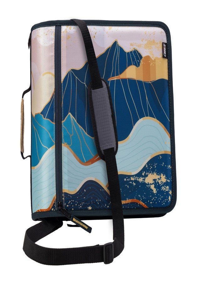 Case it Case-it Might Zip Tab Zipper, 3" O-Ring with 5-Color tabbes, Expanding File Folder and Shoulder Strap and Handle, D-146-P Mountains - Image 1