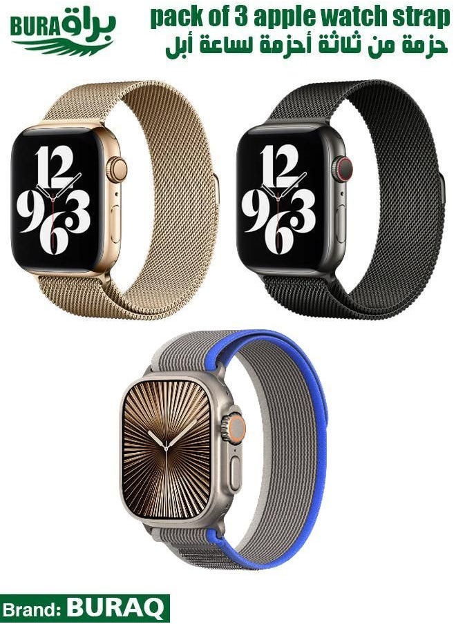 BURAQ - Apple Watch Band Strap For Apple Watch Ultra 2/Ultra 49mm, Series 10 46mm, 9/8/7 45mm, SE2/SE/6/5/4 44mm, 3/2/1 42mm - Image 1