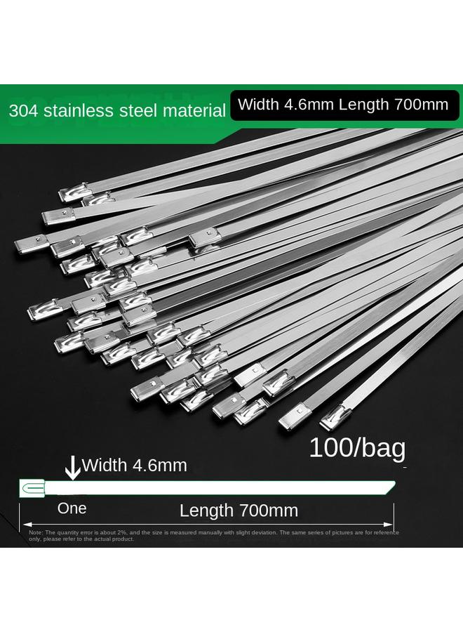 Bluejw 304 Stainless Steel Cable Tie 4.6*300 Self-locking Metal Marine Cable Tie Belt Outdoor High Temperature Resistant Cable Tie Steel Belt - Image 1