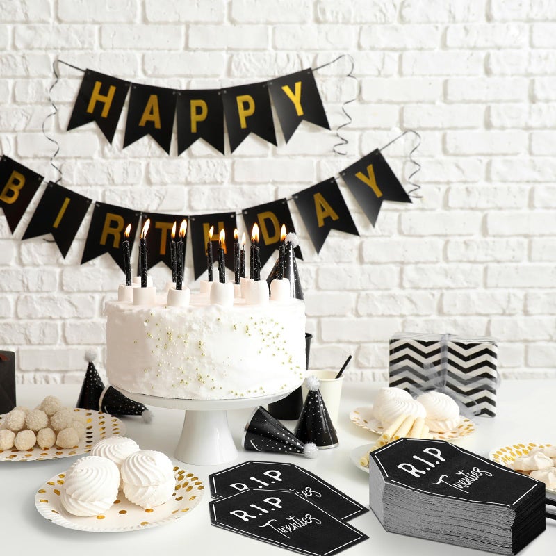 Chivertion 100 Pcs Death to My Twenties Cocktail Napkins 30th Birthday Party Supplies 4 x 5.5 Inch Tombstone Shaped Rip to My 20s Napkins, Rip 20s Birthday Decorations for 30th Party Supplies - Image 4