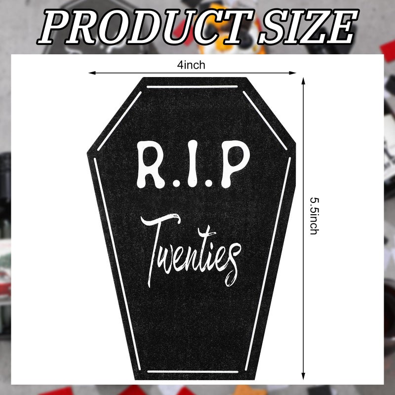 Chivertion 100 Pcs Death to My Twenties Cocktail Napkins 30th Birthday Party Supplies 4 x 5.5 Inch Tombstone Shaped Rip to My 20s Napkins, Rip 20s Birthday Decorations for 30th Party Supplies - Image 2