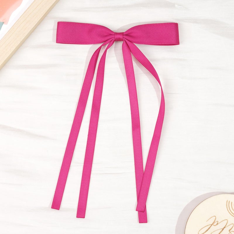 Ayesha Hot Pink Hair Bows Clips Pink Coquette Bow Hair Ribbon Bowknot with Long Tail Hot Pink Bows Barrettes Hair Accessories for Women Girls 4PCS - Image 4