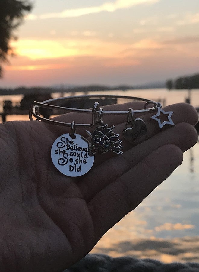 Infinity Collection Unicorn Charm Bangle Bracelet, Unicorn She Believed She Could So She Did Bangle, Unicorn Gift - Image 5