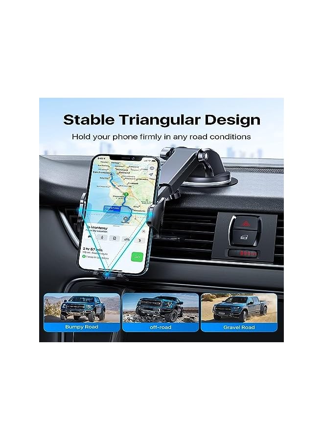 promass Phone Mount for Car (2 in 1) Dashboard Windshield [Multi-Angle Adjustment Arm] Dash Phone Holder Mount, Car Cell Phone Holder, Hands Free iPhone Stand for Car Fit for All Mobile Phones - Image 2