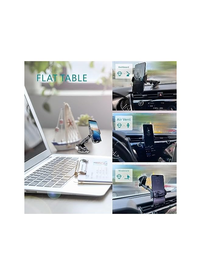 promass Phone Mount for Car (2 in 1) Dashboard Windshield [Multi-Angle Adjustment Arm] Dash Phone Holder Mount, Car Cell Phone Holder, Hands Free iPhone Stand for Car Fit for All Mobile Phones - Image 3