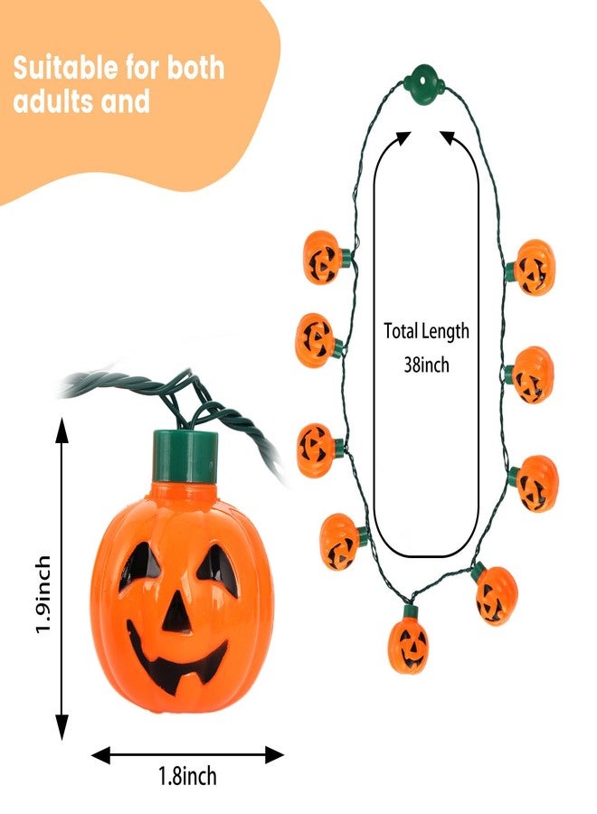 FUTUREPLUSX Halloween Necklace, 2PCS Pumpkin Light Up Necklace Flashing Decorations for Halloween Party Favor and Costume Supplies - Image 3