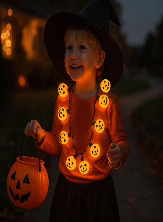 FUTUREPLUSX Halloween Necklace, 2PCS Pumpkin Light Up Necklace Flashing Decorations for Halloween Party Favor and Costume Supplies - Image 5