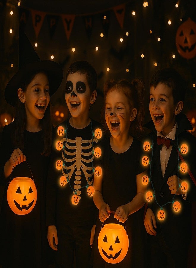 FUTUREPLUSX Halloween Necklace, 2PCS Pumpkin Light Up Necklace Flashing Decorations for Halloween Party Favor and Costume Supplies - Image 4