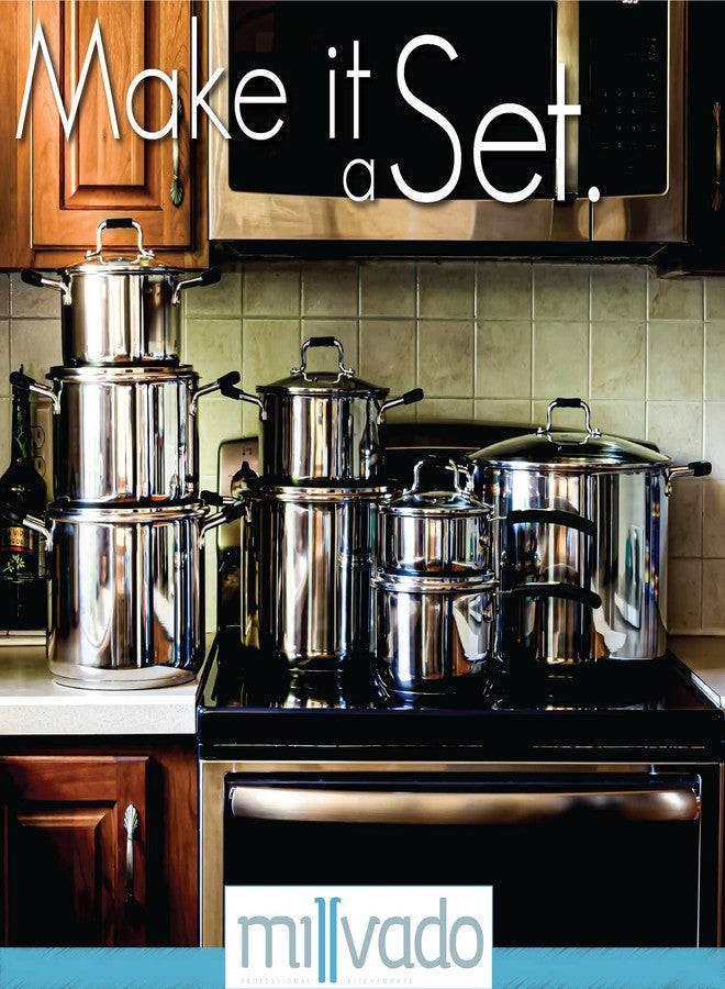 Millvado Stock Pot, 3 Quart Stainless Steel, StockPot With Clear Glass Lid, Steam Hole, Permanent Measurement Markings, Gas, Electric and Induction Compatible Boiling Pot - Image 5
