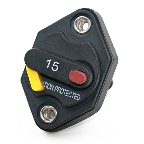 T Tocas T3 32V DC 15 Amp Panel Mount Circuit Breaker with Manual Reset Switchable for Marine Truck Boat RV Automotive-15A - Image 1