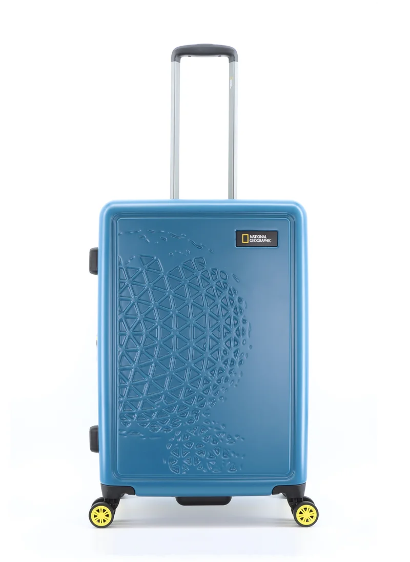 ناشيونال چيوغرافيك National Geographic Globe ABS Hard Shell Medium Check-In Suitcase Blue, Durable Lightweight Travel Luggage, 4 Double Wheel Trolley Bag with TSA Combination Lock (60 cm/24 Inch).