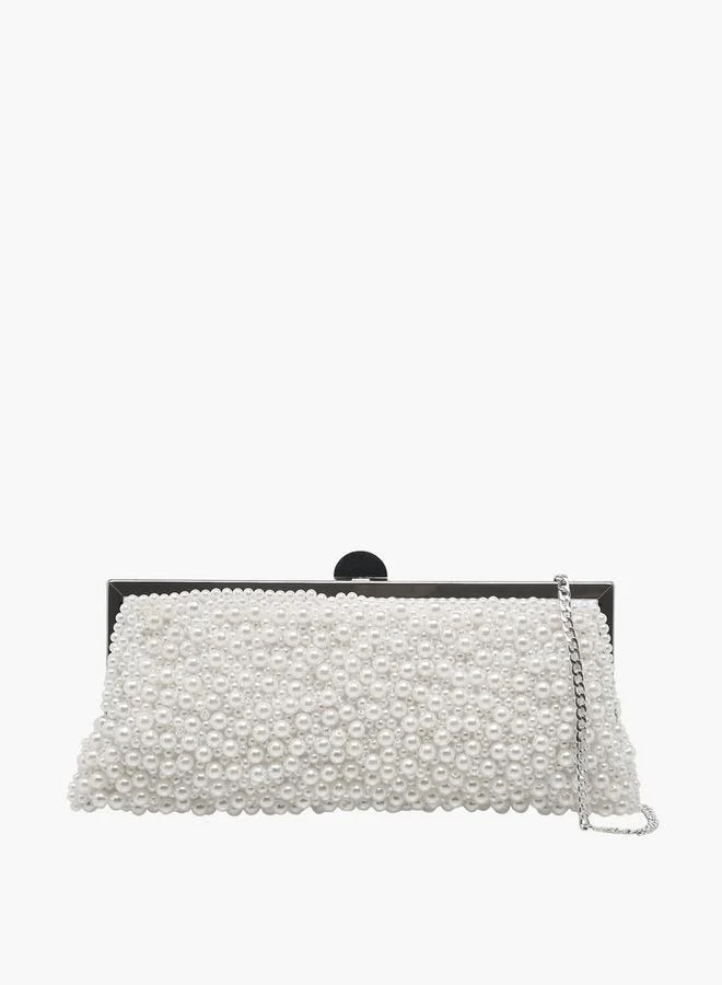 Celeste Pearl Embellished Clutch with Chain Strap Ramadan Collection