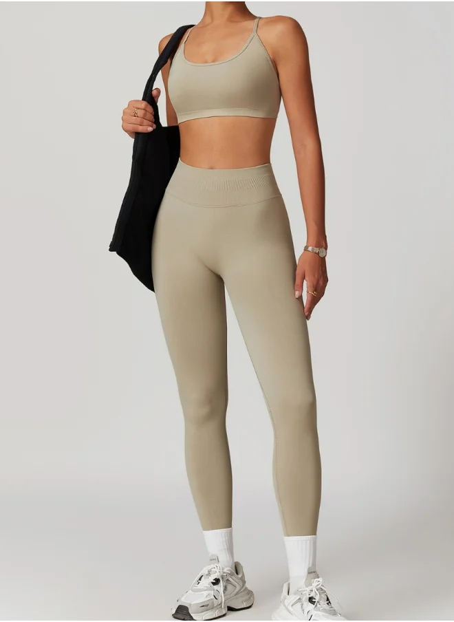 كون.يوغا Womens Striped Back Sports Bra