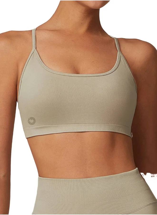 كون.يوغا Womens Striped Back Sports Bra