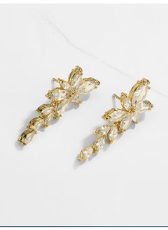 Fashionable Stone Women Flower Zircon Earrings Geometric Design Leaf Shape Spring Season Round Triangle Oval Polka Dot Ring 18K real gold White Diamond