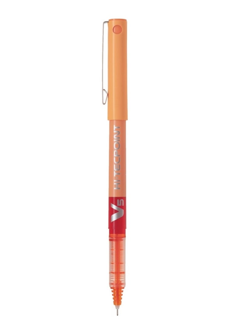 PILOT Hi-tecpoint V5 Fine Rollerball Pen Orange Ink 