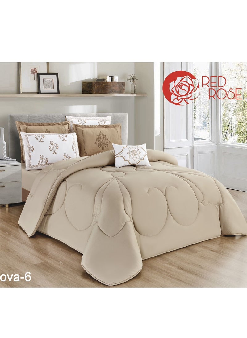 Red Rose Double-sided comforter set, consisting of 7 pieces, made of microfiber - size 240 x 260 cm
