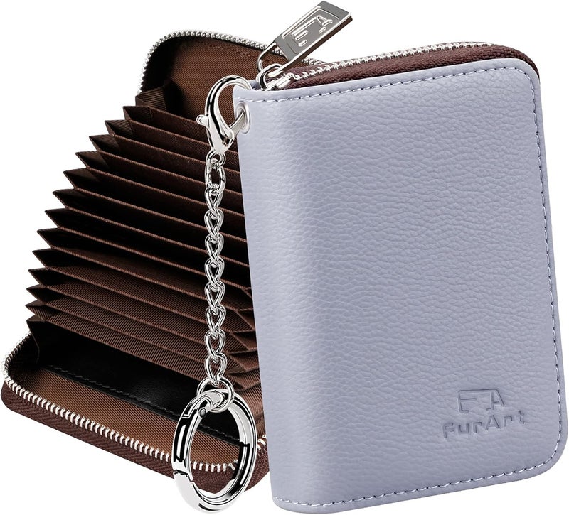 FurArt Zipper Wallet Women, RFID Blocking Credit Card Wallet, Business Card Holder, Compact Size KeyChain Wallet - Image 1