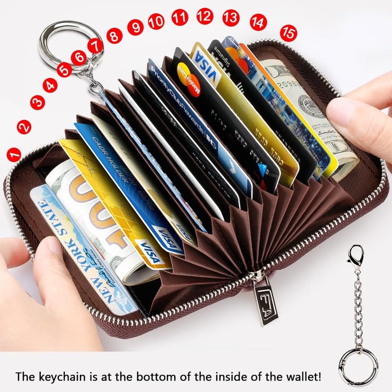 FurArt Zipper Wallet Women, RFID Blocking Credit Card Wallet, Business Card Holder, Compact Size KeyChain Wallet - Image 3