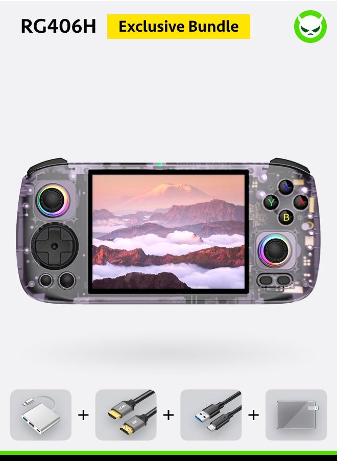 ANBERNIC  Anbernic RG406H Game Console Android 13 Unisoc T820 Processor 4-inch IPS Screen 960*720 5G WiFi Bluetooth HDMI Output 5000mAh 30 Emulators Over 42K Games Pre-installed 【Purple 512GB Over 42,000 Games Pre-installed】  - Image 1