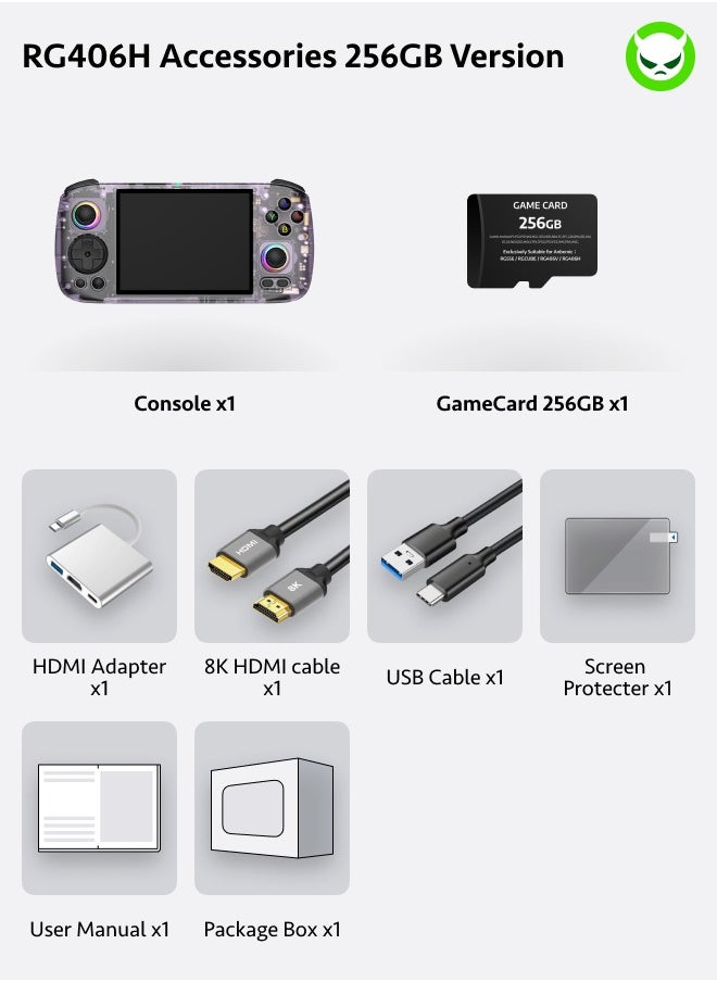 ANBERNIC  Anbernic RG406H Game Console Android 13 Unisoc T820 Processor 4-inch IPS Screen 960*720 5G WiFi Bluetooth HDMI Output 5000mAh 30 Emulators Over 42K Games Pre-installed 【Purple 512GB Over 42,000 Games Pre-installed】  - Image 2