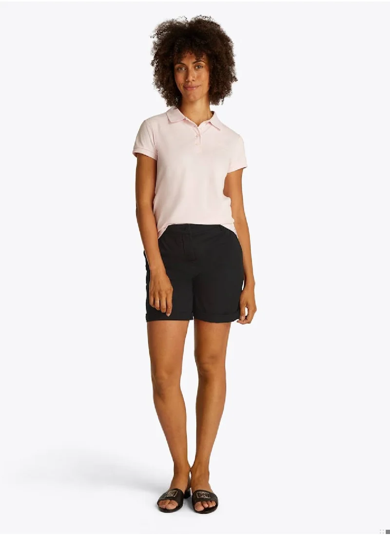 TOMMY HILFIGER Women's Garment Dyed Turn-Up Mom Chino Shorts - Cotton, Black