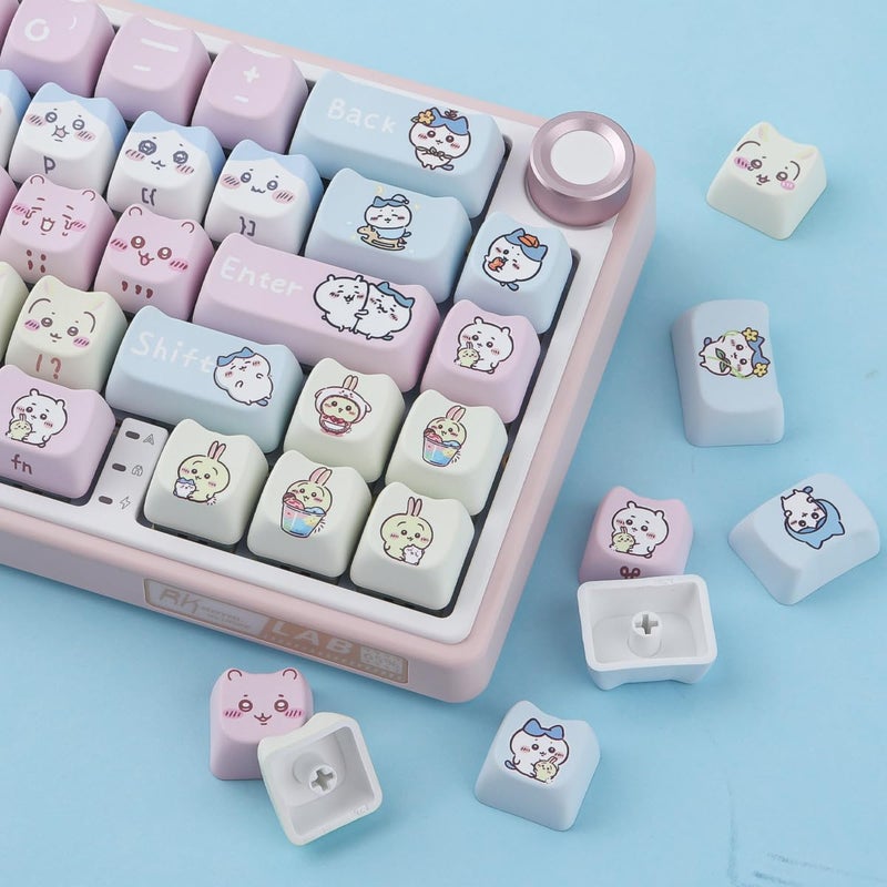 TYRIXKI PBT Keycaps 134 Keys Chiikawa Keycaps Dye-Sublimation Cute Kawaii Keycap Mao Profile Cat Shape Custom Keycap for Cherry Gateron MX Swithes Mechanical Keyboards - Image 2