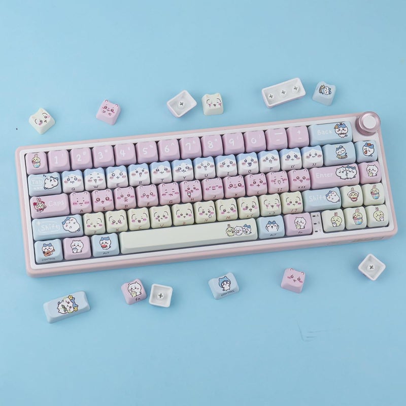 TYRIXKI PBT Keycaps 134 Keys Chiikawa Keycaps Dye-Sublimation Cute Kawaii Keycap Mao Profile Cat Shape Custom Keycap for Cherry Gateron MX Swithes Mechanical Keyboards - Image 3