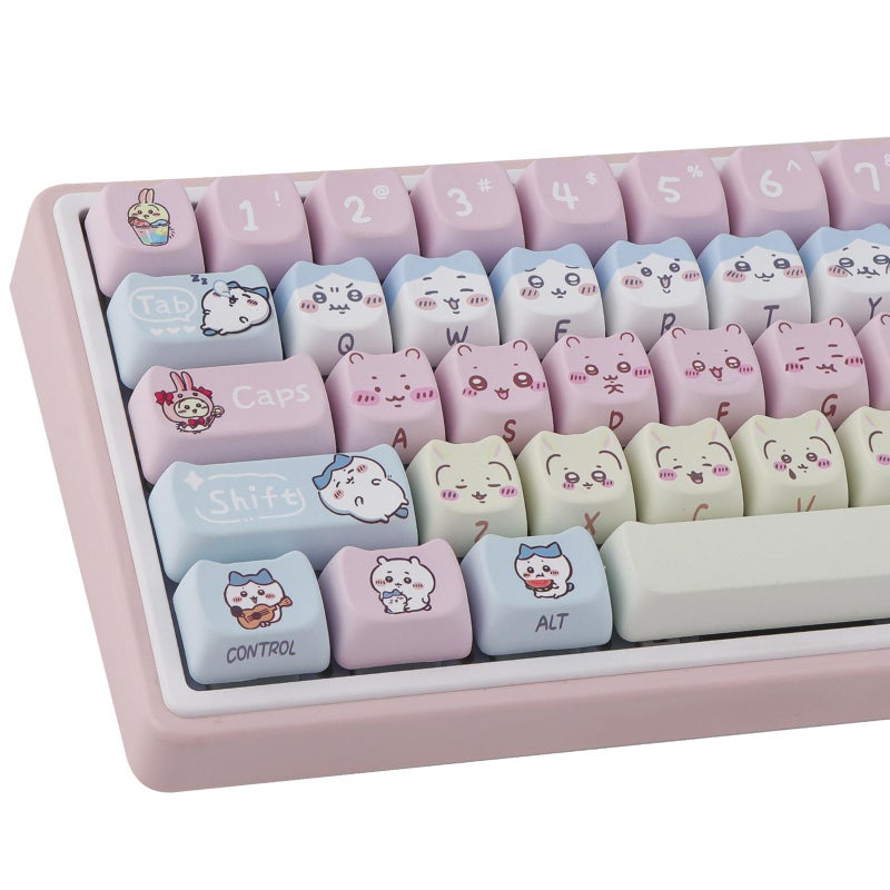 TYRIXKI PBT Keycaps 134 Keys Chiikawa Keycaps Dye-Sublimation Cute Kawaii Keycap Mao Profile Cat Shape Custom Keycap for Cherry Gateron MX Swithes Mechanical Keyboards - Image 1
