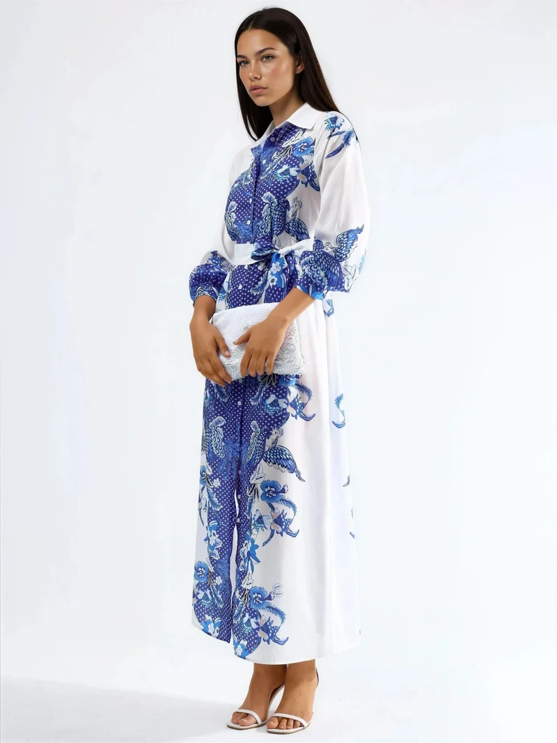 Jennyfer Floral Belted Midi Dress