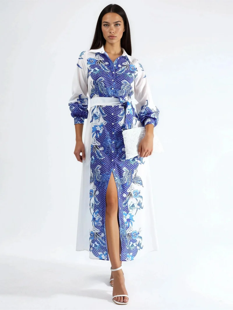 Jennyfer Floral Belted Midi Dress