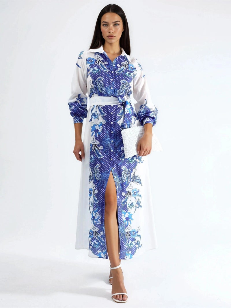 Jennyfer Floral Belted Midi Dress - Image 1