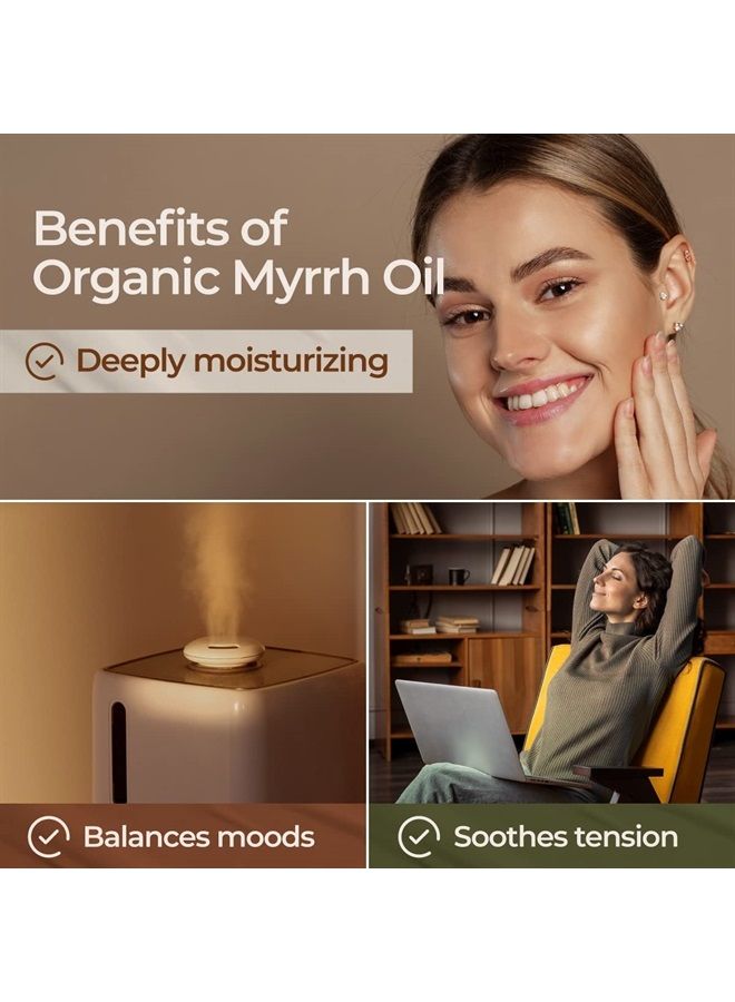 gya labs Myrrh Essential Oil Organic for Skin - 100% Natural Myrrh Essential Oils Organic for Diffuser - Organic Myrrh Essential Oil for Hair, Candle Making & Massage (0.34 fl oz)