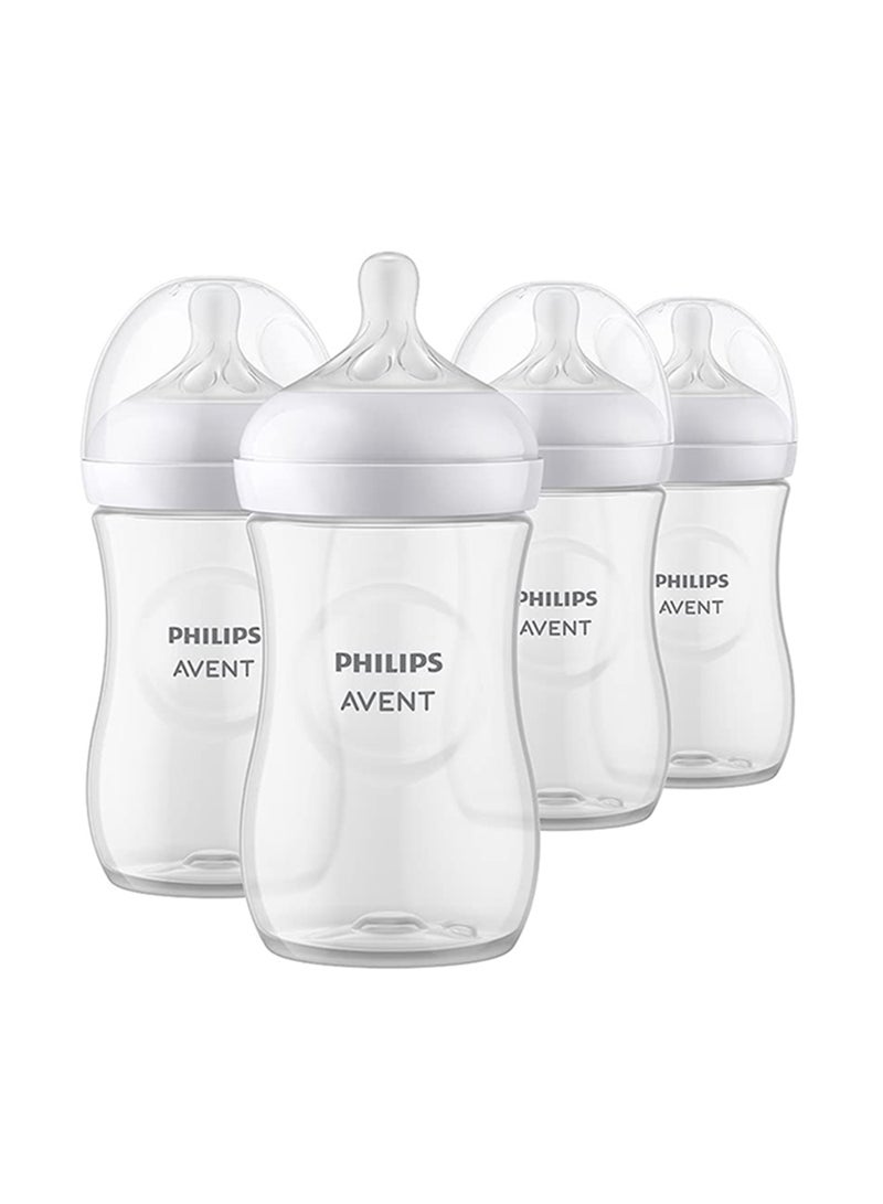 Philips Avent Natural Baby Feeding Bottle Combo| No.1 Brand Recommended by Moms Worldwide | Natural Response Technology Mimics Breastfeeding (9oz/260ml Clear - 4pc Combo) | SCY903/04 - Image 1