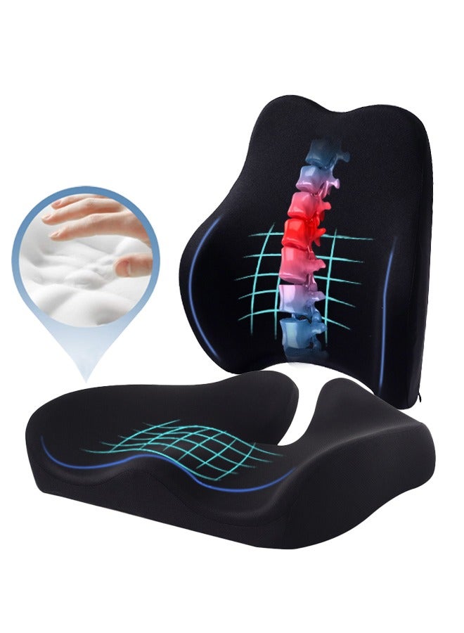 والالا مجموعة من قطعتين من وسائد مقعد إسفنجية مريحة محمولة ووسائد دعم قطنية، وسادة كرسي سرير، دعم للظهر، وسادة قراءة إسفنجية للسيارة والمكتب والكمبيوتر والكرسي المتحرك - Image 1