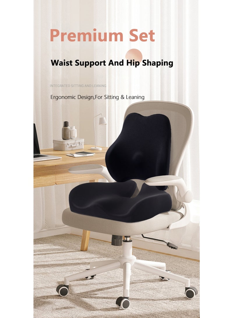 والالا مجموعة من قطعتين من وسائد مقعد إسفنجية مريحة محمولة ووسائد دعم قطنية، وسادة كرسي سرير، دعم للظهر، وسادة قراءة إسفنجية للسيارة والمكتب والكمبيوتر والكرسي المتحرك - Image 4