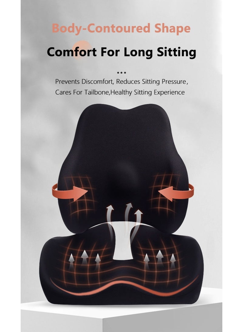 والالا مجموعة من قطعتين من وسائد مقعد إسفنجية مريحة محمولة ووسائد دعم قطنية، وسادة كرسي سرير، دعم للظهر، وسادة قراءة إسفنجية للسيارة والمكتب والكمبيوتر والكرسي المتحرك - Image 2