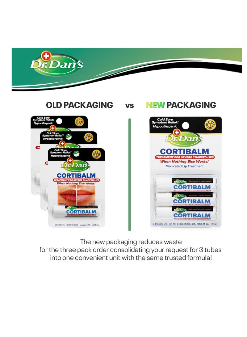 Dr. Dans Dr. Dan's Cortibalm -3 Pack -for Dry Cracked Lips - Healing Lip Balm for Severely Chapped Lips- Designed for Men, Women and Children  - Image 2