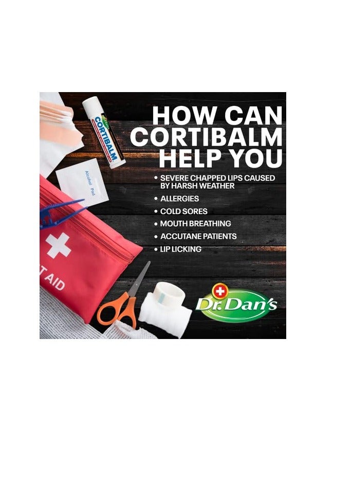 Dr. Dans Dr. Dan's Cortibalm -3 Pack -for Dry Cracked Lips - Healing Lip Balm for Severely Chapped Lips- Designed for Men, Women and Children  - Image 4