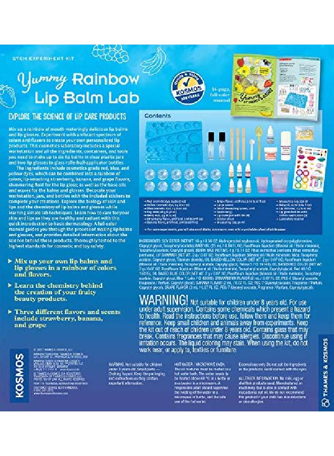 Thames & Kosmos Yummy Rainbow Lip Balm Lab Stem Kit ; Make Lip Balms & Glosses In A Rainbow Of Colors ; Includes Strawberry Grape Banana Flavors & Cosmetic Jars ; Chemistry & Biology Of Skin Care - Image 2